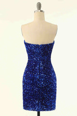 Strapless Pink Sequined Bodycon Homecoming Dress