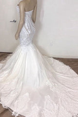 Stunning Strapless Mermaid White Beach Wedding Dress Outfits For Women Modern Low Back Bridal Gowns on Sale