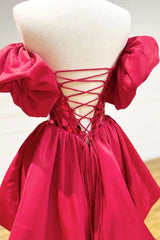 Stylish A Line Off the Shoulder Red Short Homecoming Dress Outfits For Women with Crystal