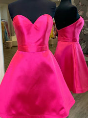 Sweetheart Neck Short Pink Prom Dresses For Black girls For Women, Short Pink Formal Homecoming Dresses