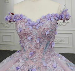 Sweetheart Off The Shoulder Beaded Floral Appliqué quinceanera Ball Gown