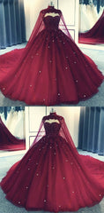 Tulle Ball Gown Prom Dress With Cape