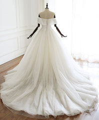 White Tulle Long Prom Dress Outfits For Women White Tulle Wedding Dress