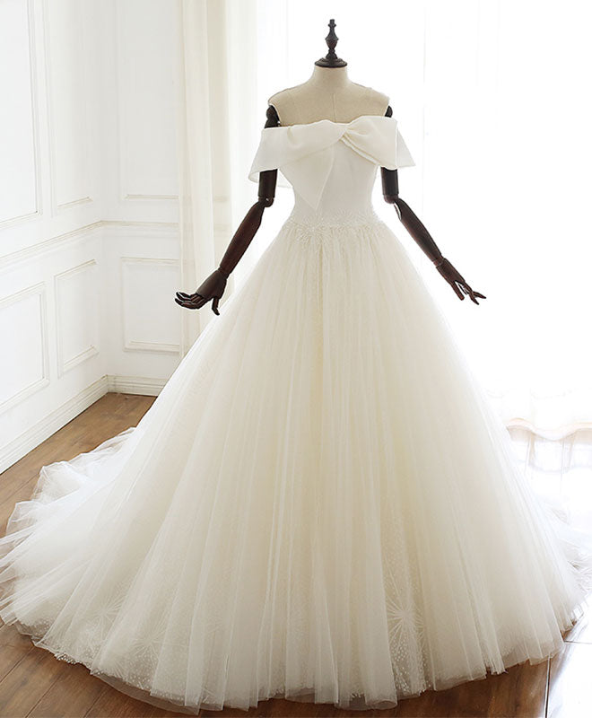 White Tulle Long Prom Dress Outfits For Women White Tulle Wedding Dress