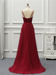 Wine Red High Low Sweetheart Simple Tulle Prom Dress Outfits For Girls, High Low Homecoming Dress