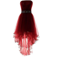 Wine Red Lovely High Low Tulle Homecoming Dress Outfits For Girls, Cute Party Dress