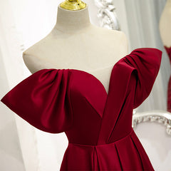 Wine Red Satin A-line Floor Length Party Dresses For Black girls For Women, Burgundy Long Formal Dresses