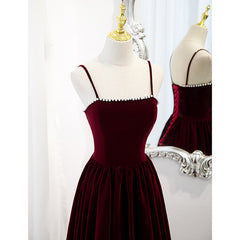 Wine Red Velvet Short Simple Wedding Party Dress Outfits For Girls, Dark Red Homecoming Dresses