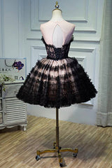 Black Layers Tulle Short Prom Dress, A-Line Homecoming Party Dress
