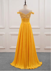 Yellow Off Shoulder Long Party Dress Outfits For Girls, Sweetheart Formal Dress